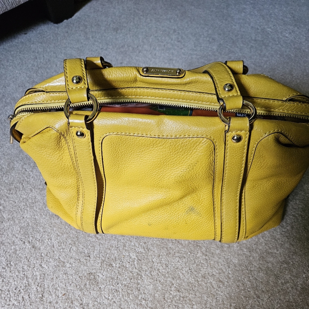 Michael Kors Yellow Satchel Bag with Structured Design